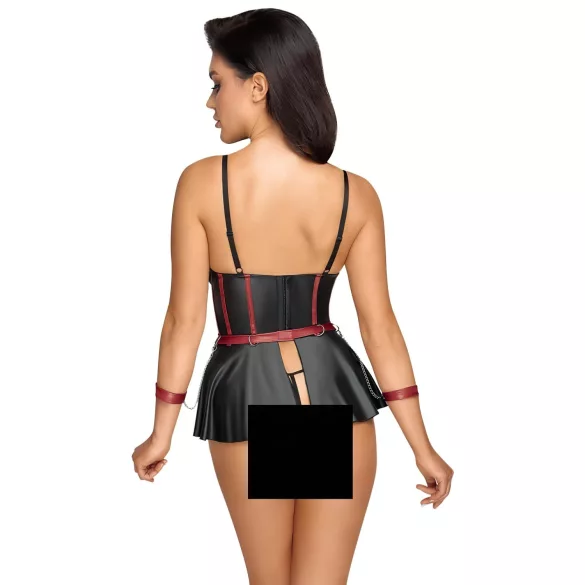 Cottelli Bondage - Sjajni set i lisice za ruke (crno) - 85B/L