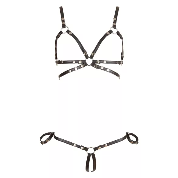 Cottelli Bondage - sjajni ukrasni bikini sa pojasom (crno) - M