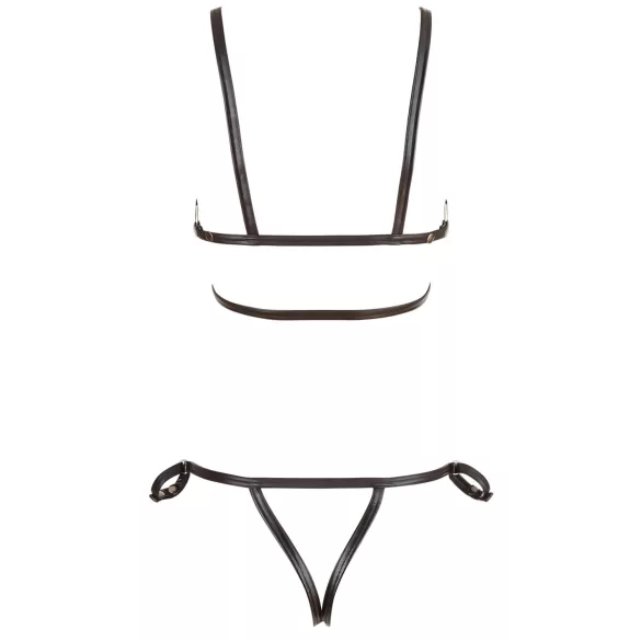 Cottelli Bondage - sjajni ukrasni bikini sa pojasom (crno) - M