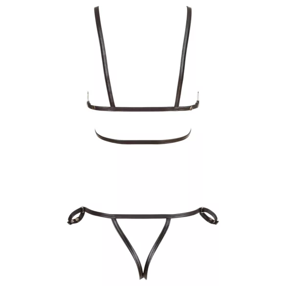 Cottelli Bondage - sjajni ukrasni bikini sa pojasom (crno) - M