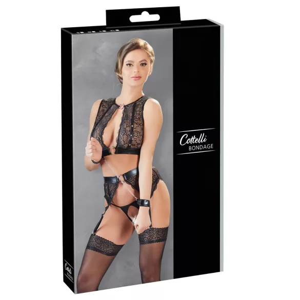 Cottelli Bondage - 4-dijelni čipkasti set veša - M