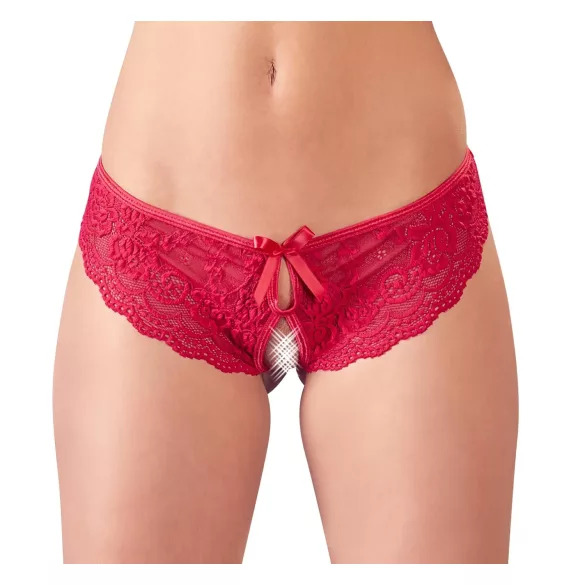 Cottelli - Otvorene francuske gaćice s mašnom (crvene) - XL