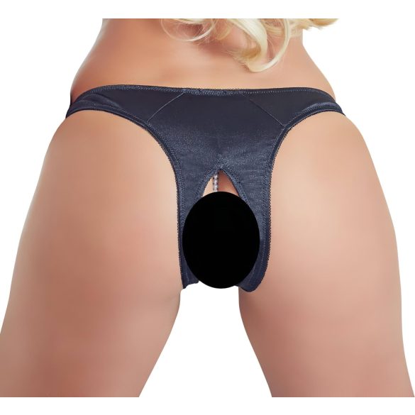 Cottelli - cvetni otvorene gaćice sa perlama (crne) - M