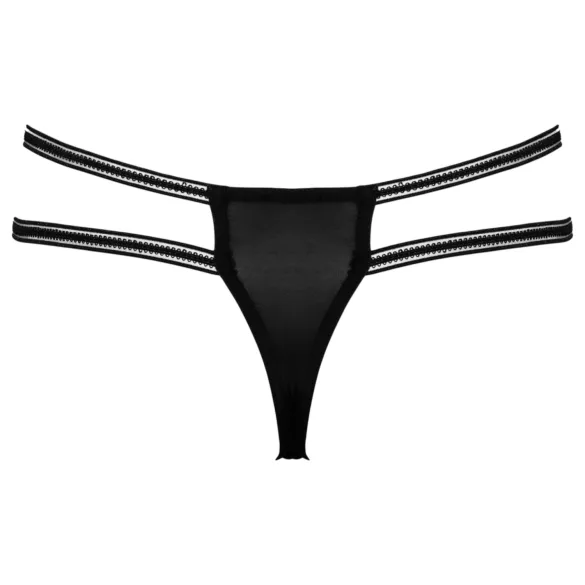 Cottelli - luksuzni crni tanga sa otvorima i prstenovima - M/L