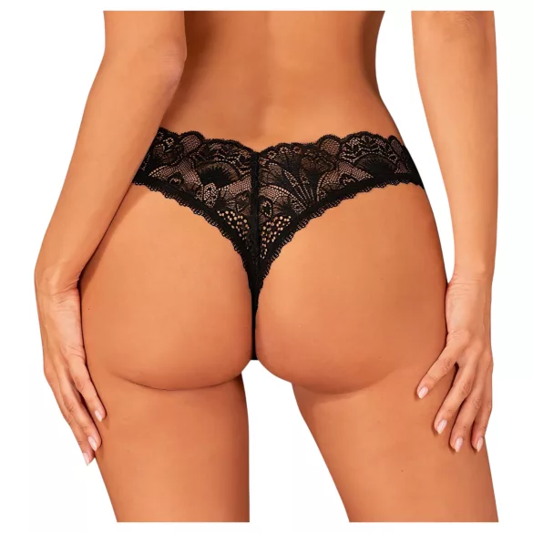 Obsessive Donna Dream - čipkaste otvorene tanga gaćice (crne) - M/L