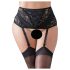 Cottelli Plus Size - čipkasti crni podvez sa pertlama - XL