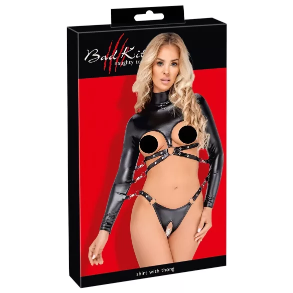 Bad Kitty - otvoreni grudnjak bondage set (crni)