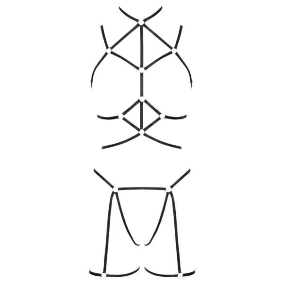 Cottelli - ukrašen telo kaiš i tanga (crna) - (S-L)