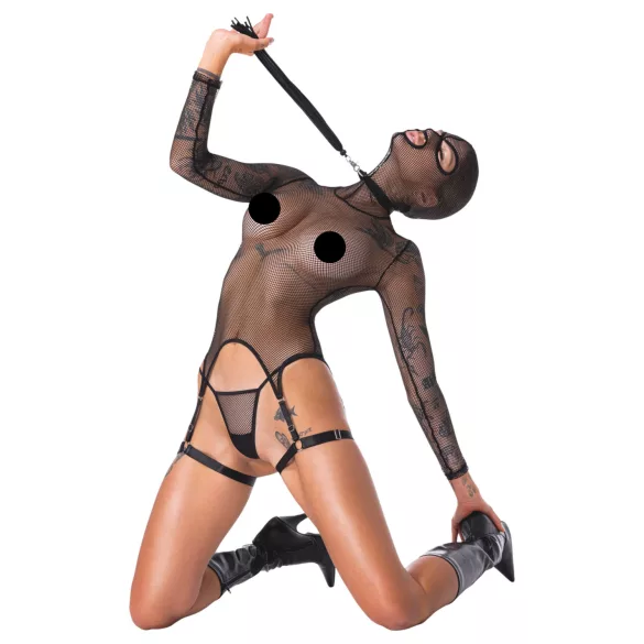 Bad Kitty - BDSM providni mrežasti set sa bičem (crni) - L