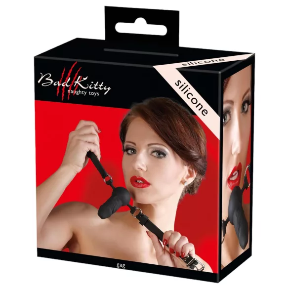 Bad Kitty - Silikonski gag sa malim dildom (crni)