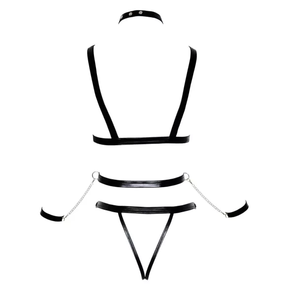 Bad Kitty - komplet bodija sa nitnama i lisice (crno) - L/XL