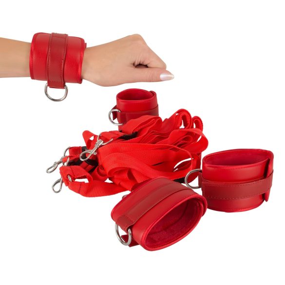 Bad Kitty set za vezivanje na krevetu (crveno)