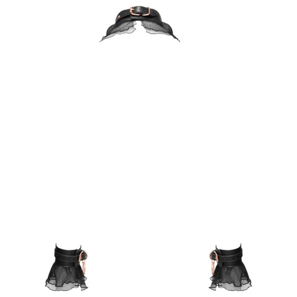 Bad Kitty - crni set vezivanja sa volanima (4 dela)