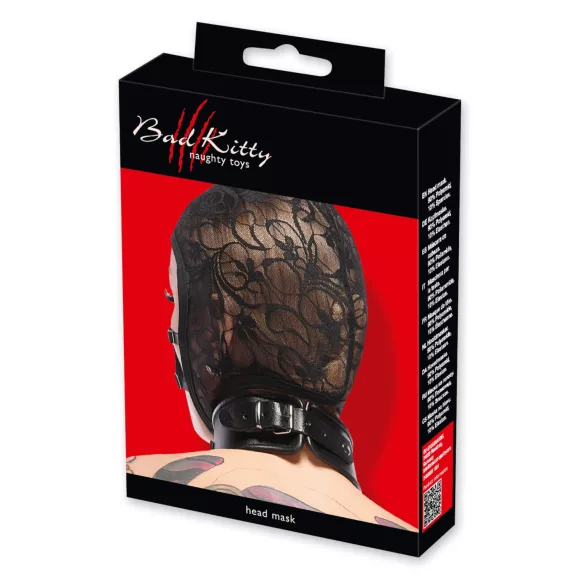 Bad Kitty - čipkana maska sa trakama (crna)