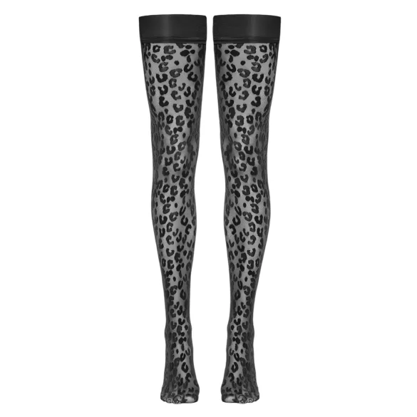 Cottelli čarape - crne sa leopard printom - 4