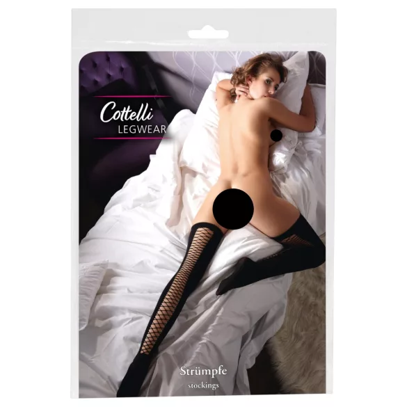 Cottelli - samodržeće mrežaste čarape iznad butine (crne) - S/M - L/XL