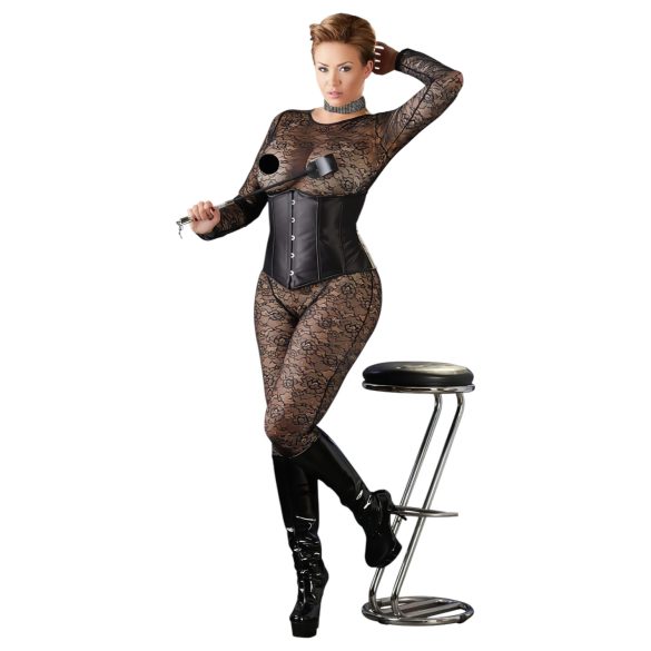 Cottelli Plus Size - satenski korset (crni)