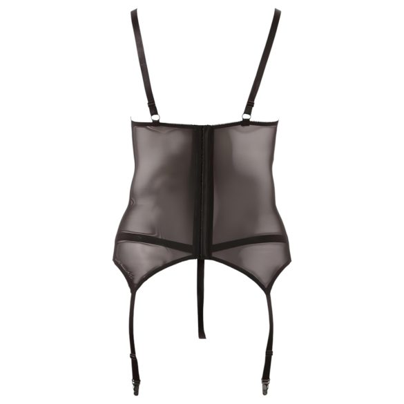 Cottelli - Čipkasta ženska bluza sa trakama (crna) - XXXL