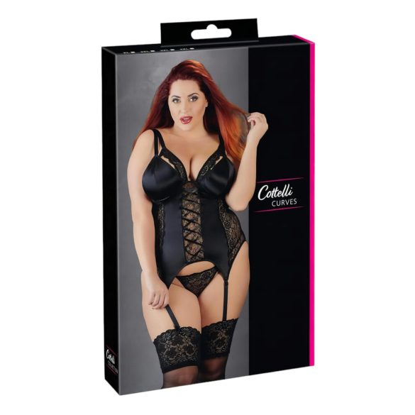 Cottelli Plus Size - Podesiva haljina sa halterima (crna) - 2XL