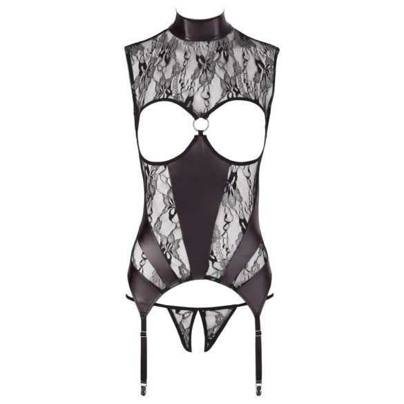 Abierta Fina - blistava čipkasta otvorena bluza (crna) - XL