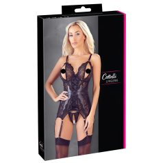 Cottelli - Čipkasti otvoreni top i tanga (crna)