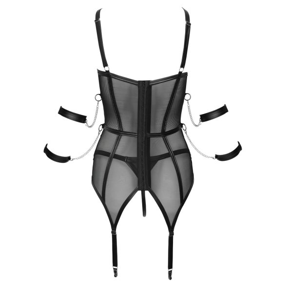 Cottelli Bondage - gornji deo s trakama, lisice i tanga (crna)