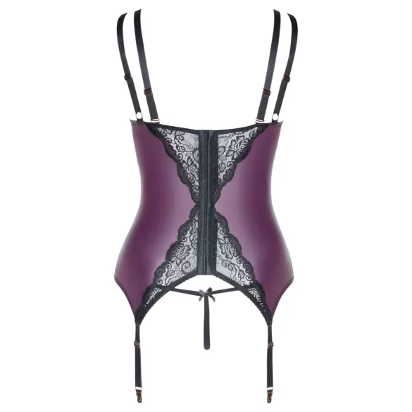 Cottelli Curves - čipkasti korzetni donji veš set (ljubičasta) - 90D/XL