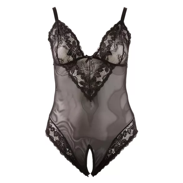 Cottelli Plus Size - čipkasti bodi (crni)