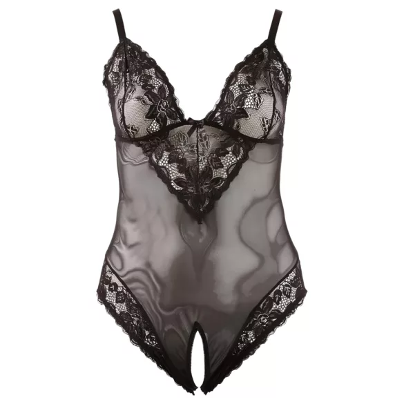 Cottelli Plus Size - čipkasti bodi (crni) - XXXXL