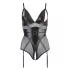 Cottelli Bondage - sjajni bodi s lisicom (crni) - XL