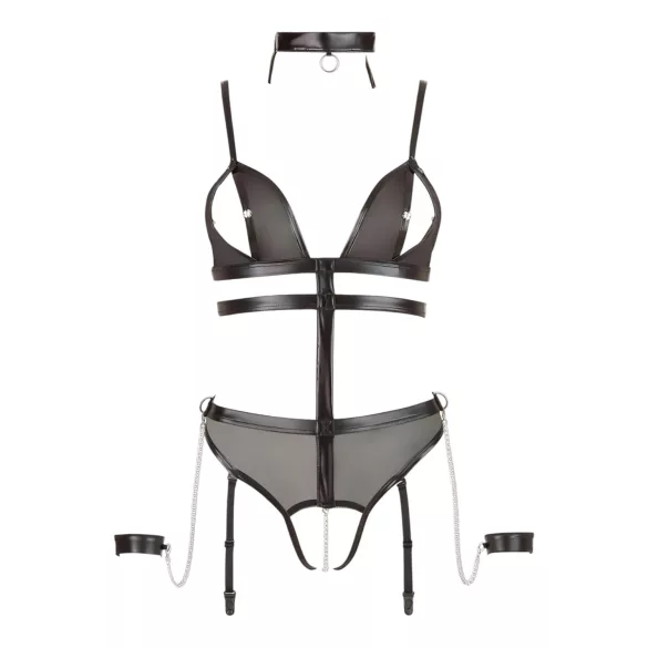 Cottelli Bondage - Otvoreni body sa lancima (crni) - L