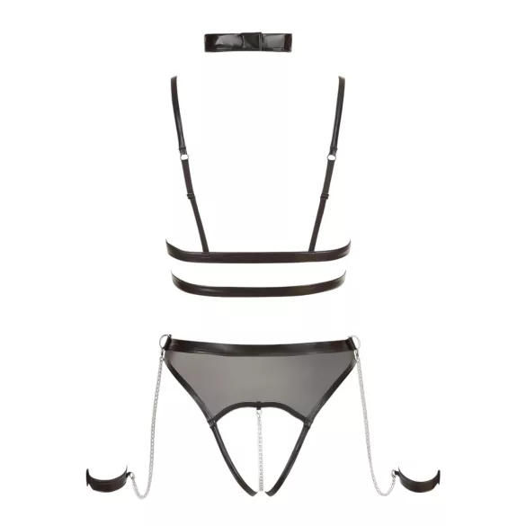 Cottelli Bondage - Otvoreni body sa lancima (crni) - XL