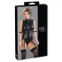 Cottelli Bondage - sjajni bodi bez rukava i lisice (crno) - XL