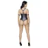 Cottelli Bondage - sjajni, otvoreni bodi sa prstenom (crni) - M