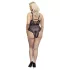 Cottelli Curves Plus Size - providni body s uzorkom (crni) - 90D/XL