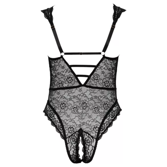 Cottelli Curves Plus Size - providni body s uzorkom (crni) - 90D/XL