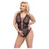 Cottelli Curves Plus Size - providni body s uzorkom (crni) - 95F/2XL