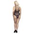 Cottelli Curves Plus Size - providni body s uzorkom (crni) - 95F/2XL