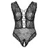 Cottelli Curves Plus Size - providni body s uzorkom (crni) - 95F/2XL