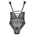 Cottelli Curves Plus Size - providni body s uzorkom (crni) - 95F/2XL