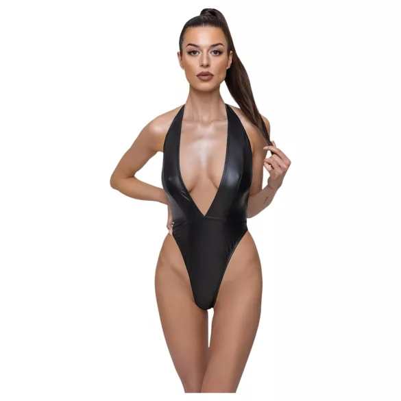 Cottelli Party - sjajni body sa okovratnikom (crna)