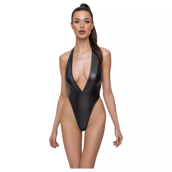 Cottelli Party - sjajni body sa okovratnikom (crna) - M