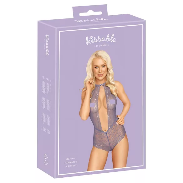 Kissable - graciozno čipkasto telo s okovratnikom (ljubičasto) - L/XL