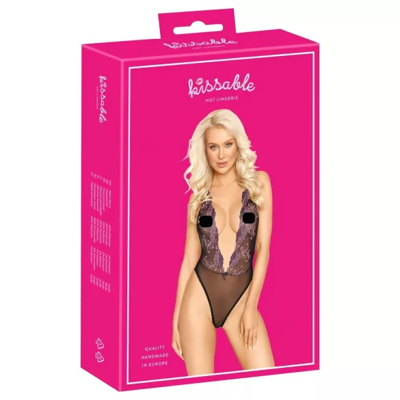 Poljubljivo - crni vez sa ružičastim telom - L/XL