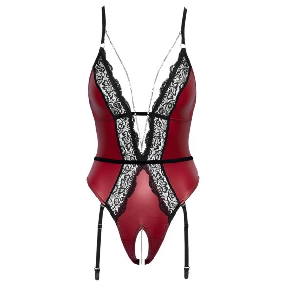 Abierta Fina - otkriveni bodi sa halterima (crno-crveno) - L