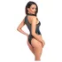 Noir - sjajni body s okovratnikom (crna) - XL