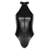 Noir - sjajni body s okovratnikom (crna) - XL