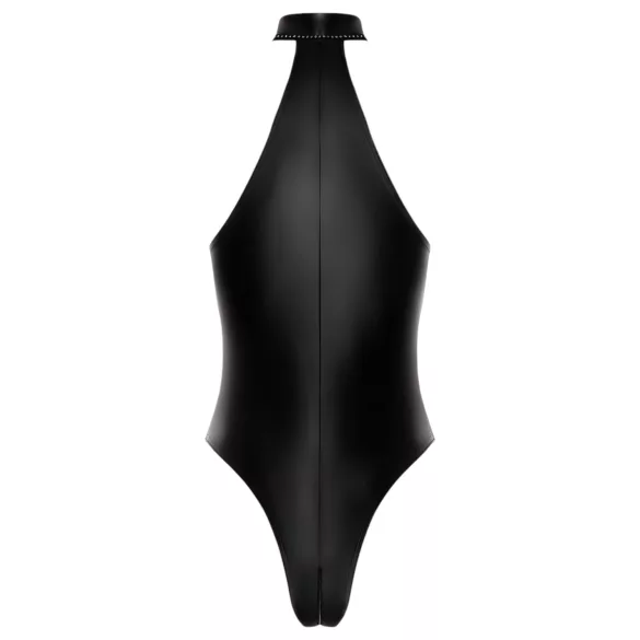 Noir - sjajni body s okovratnikom (crna) - XL