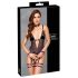 Cottelli Bondage - otvoreni body i lisice (crne) - XL