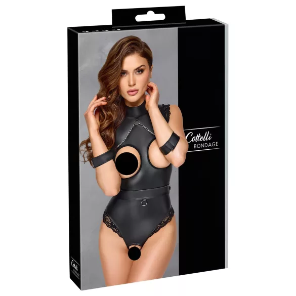 Cottelli Bondage - otvoreni body sa istaknutim grudima (crna) - M